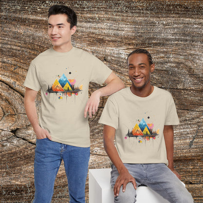 Vibrant Retro Mountain Abstract TShirt - Nature Lover Mountain Landscape Shirt
