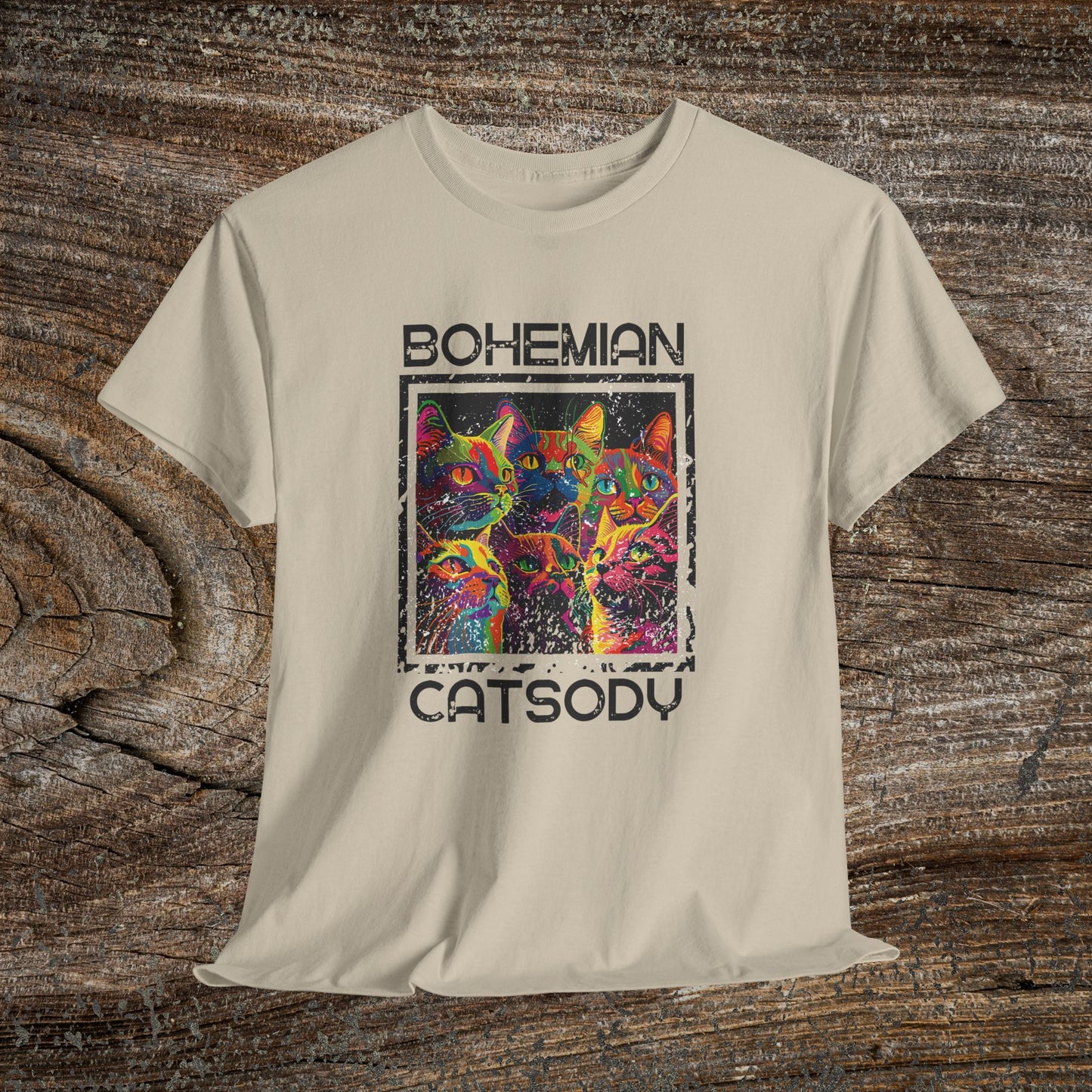Retro Bohemian Catsody T-Shirt — Funny Vintage Cat Graphic Tee