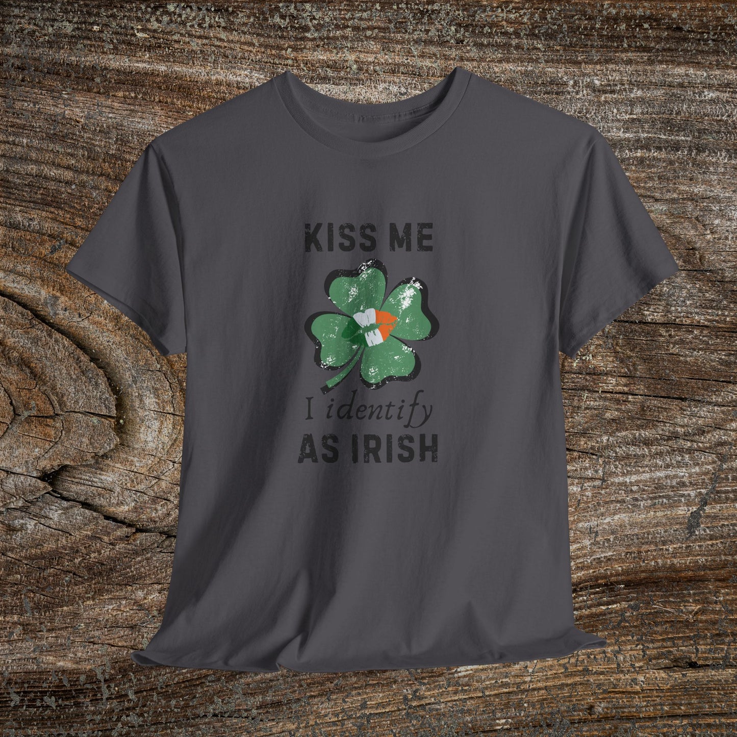 Kiss Me I Identify As Irish Shamrock Tee | St. Patrick's Day Clover Shirt