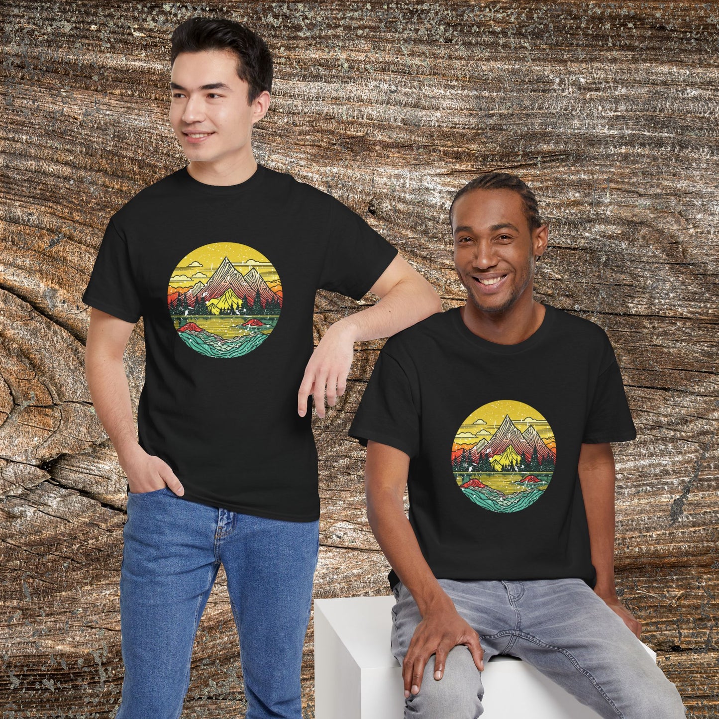 Retro Vintage Mountain Landscape TShirt - Nature Lover Gift