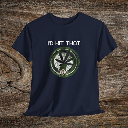 Retro Weed Gnome Marijuana 420 TShirt - "I'd Hit That" - Funny Grunge Stoner Gift