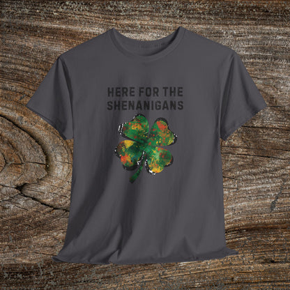 Grunge Clover 'Here For The Shenanigans' St. Patrick's Day Tee