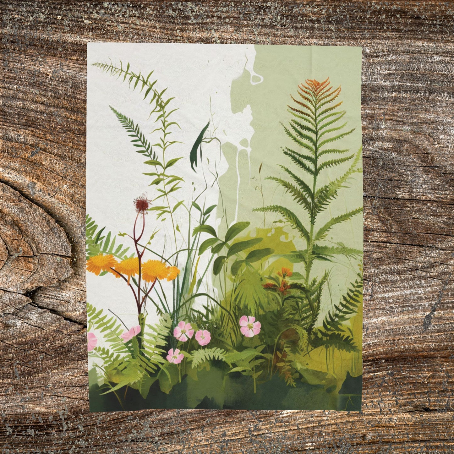 Botanical Abstract Blanket — Soft Floral Throw