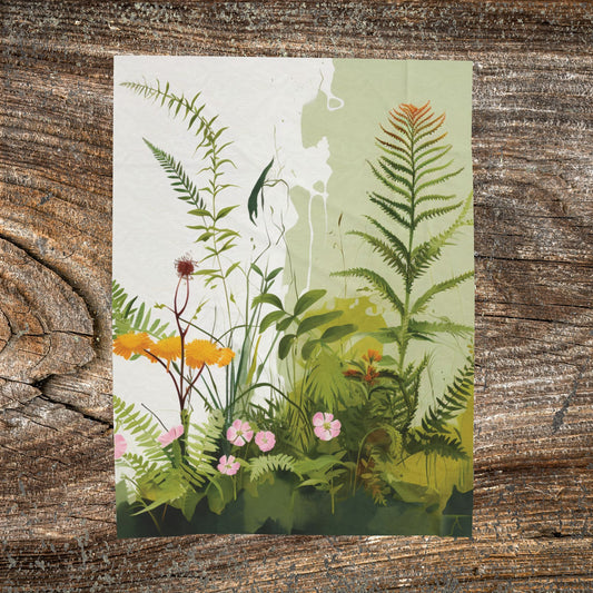 Botanical Abstract Blanket — Soft Floral Throw