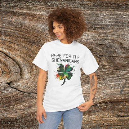 Grunge Clover 'Here For The Shenanigans' St. Patrick's Day Tee
