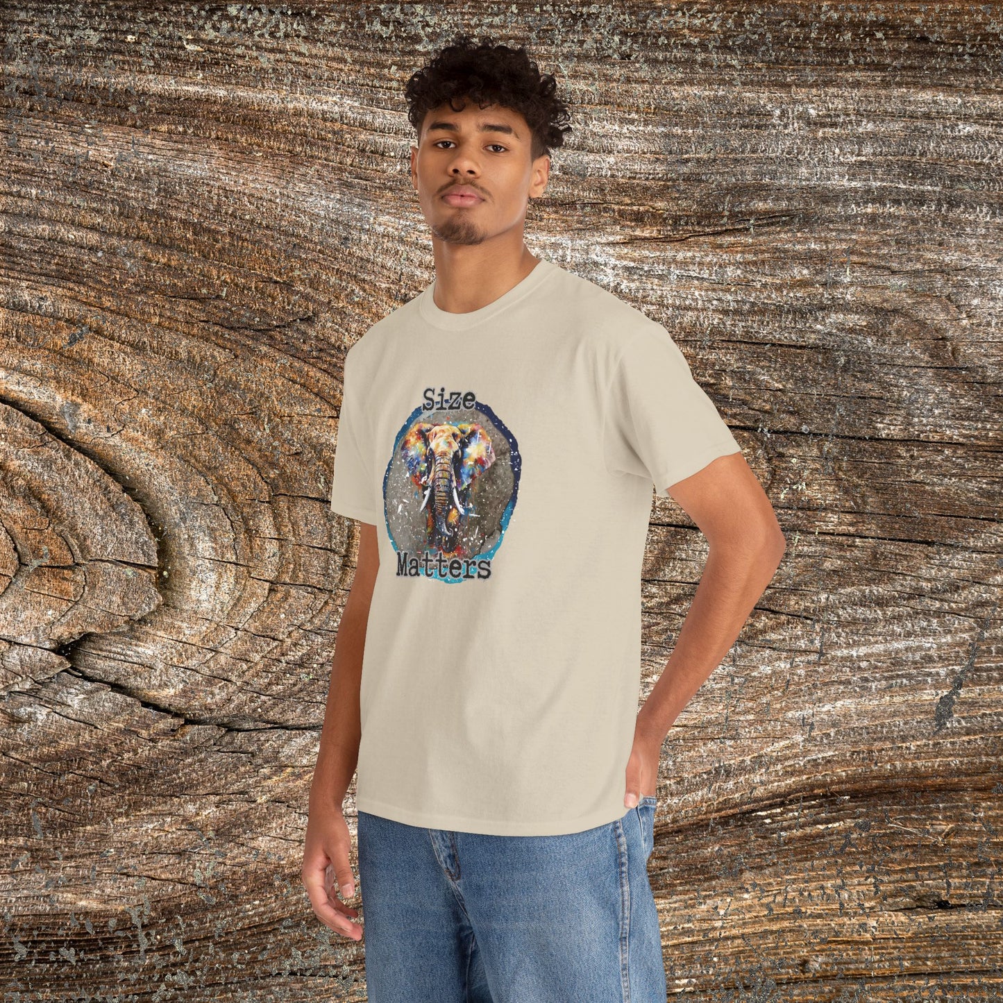 Grunge 'Size Matters' Elephant T-Shirt — Vintage Elephant Graphic Tee