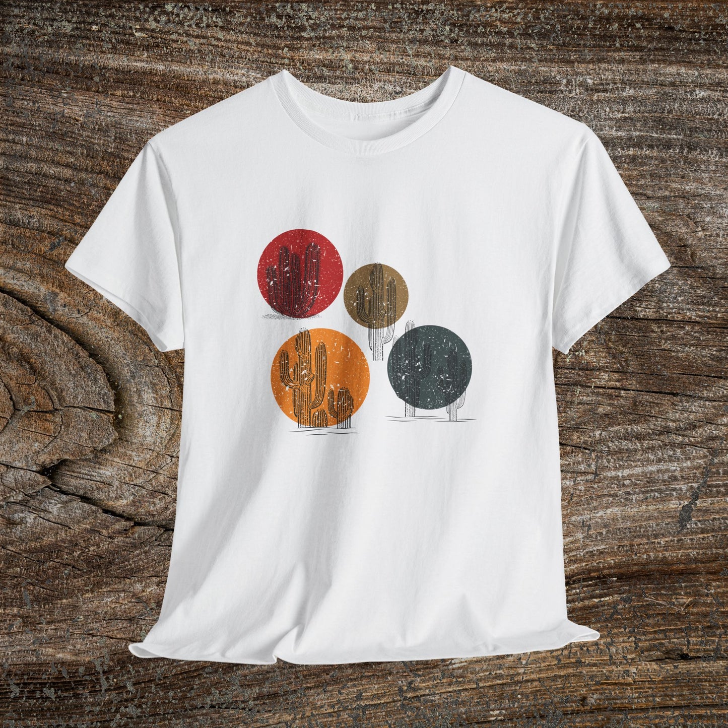 Retro Boho Cactus T-Shirt — Abstract Desert Tee