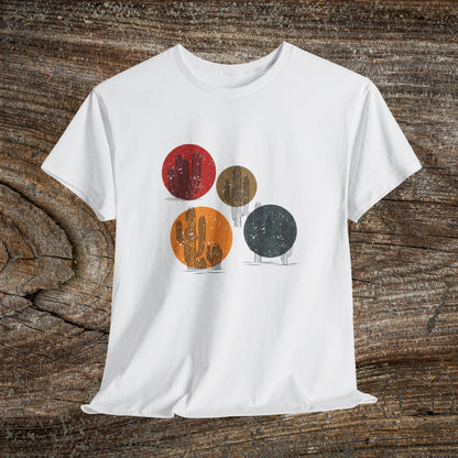 Retro Boho Cactus T-Shirt — Abstract Desert Tee