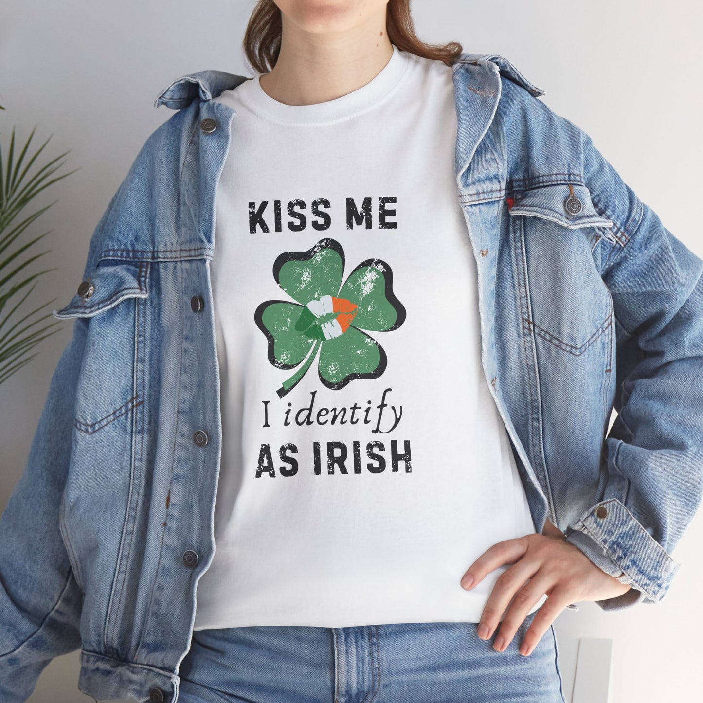 Kiss Me I Identify As Irish Shamrock Tee | St. Patrick's Day Clover Shirt