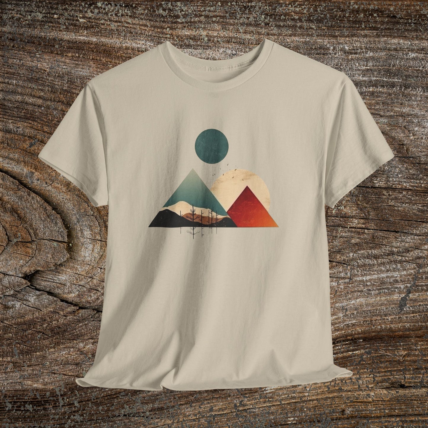 Boho Mountain T-Shirt — Vintage Abstract Mountain Landscape Tee