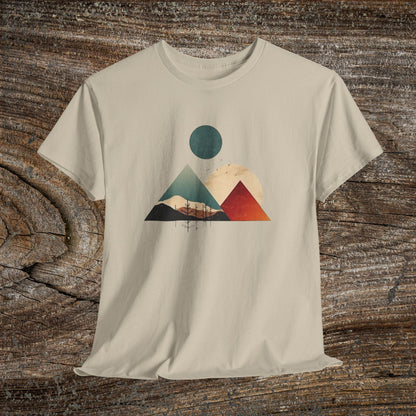 Boho Mountain T-Shirt — Vintage Abstract Mountain Landscape Tee