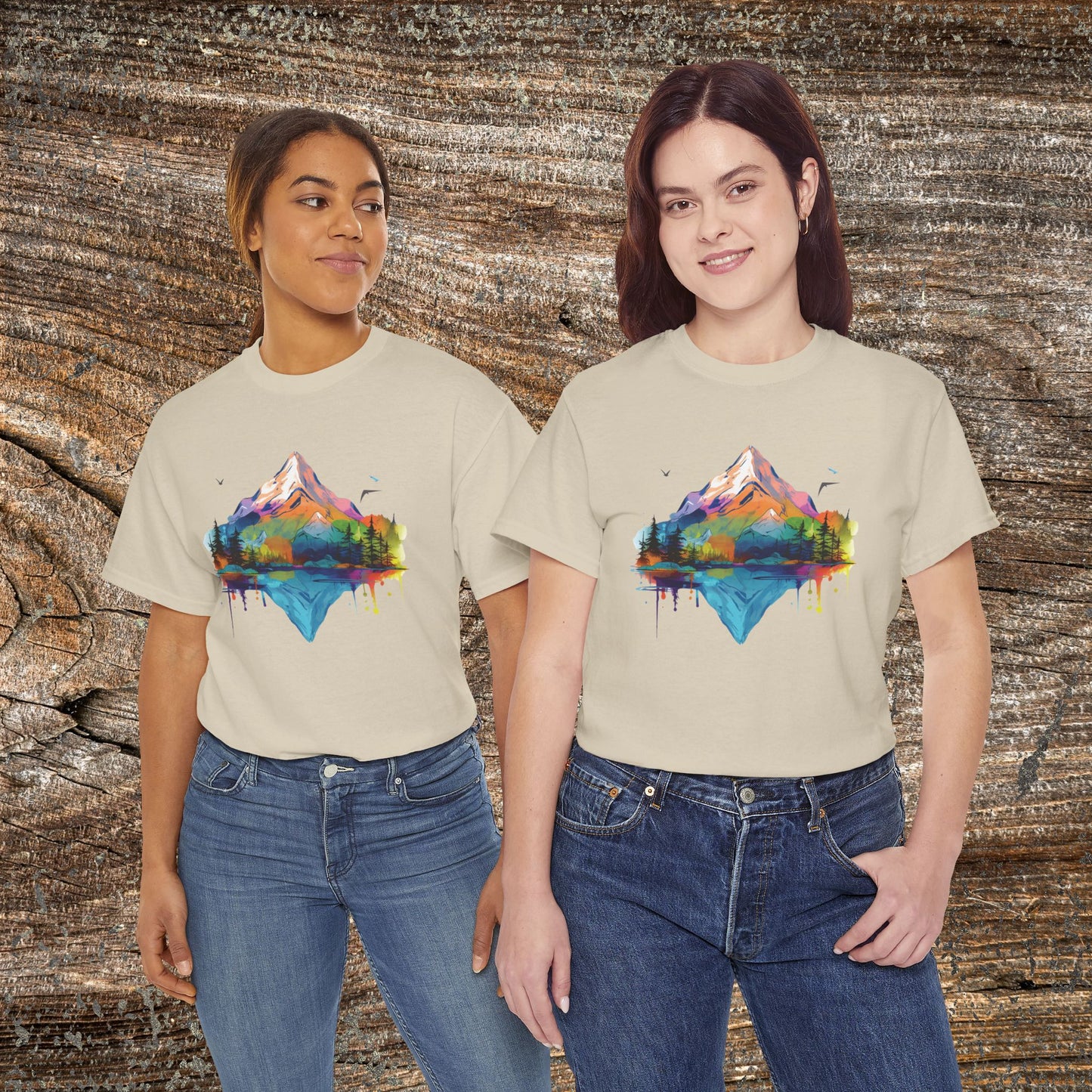 Vibrant Retro Mountain Abstract T-Shirt — Nature Lover Gift