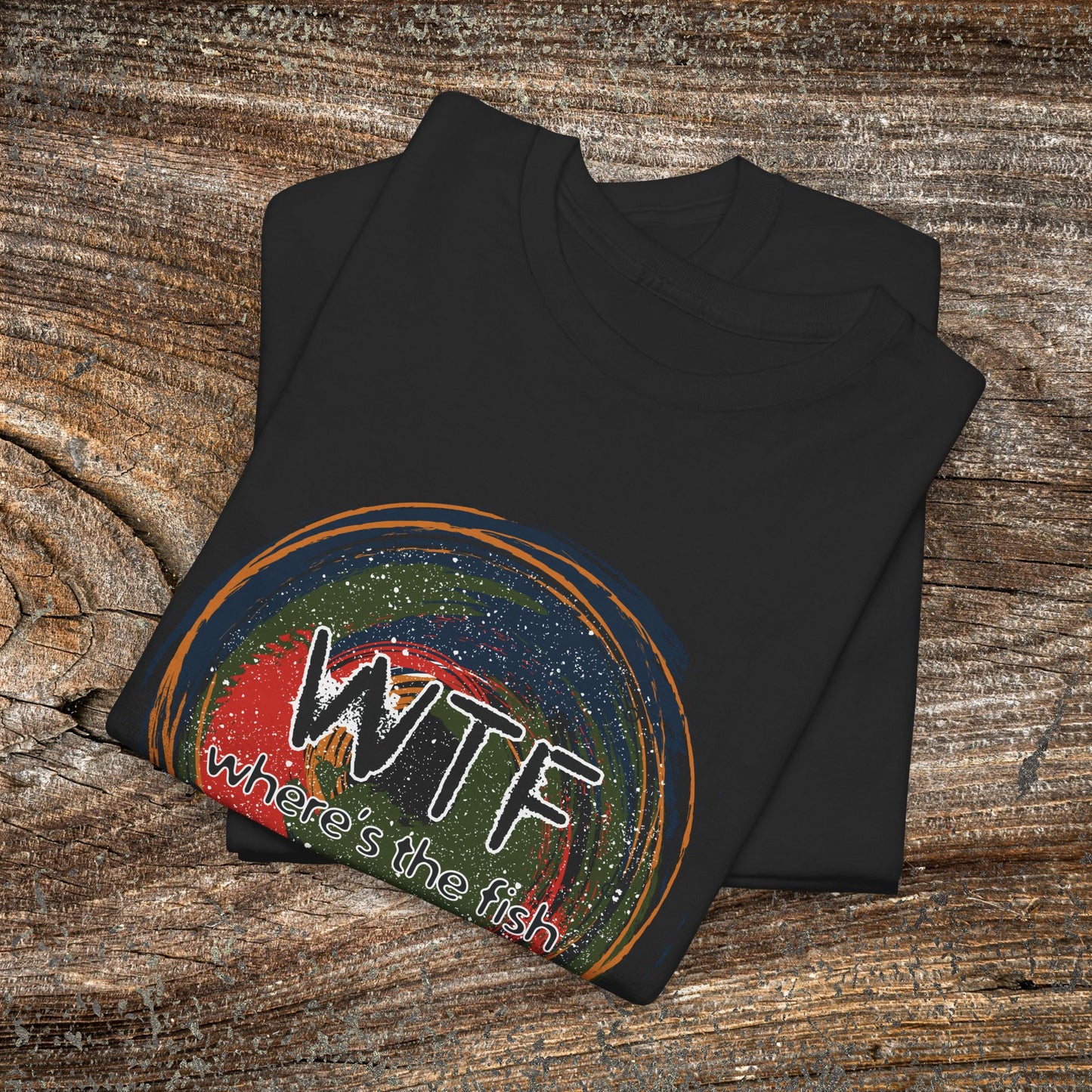 Retro Grunge Fishing TShirt - W.T.F Where's The Fish
