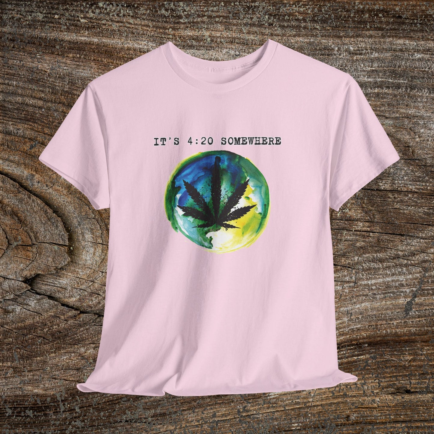 Grunge Weed Leaf 420 TShirt - "It's 4:20 Somewhere" - Retro Marijuana Stoner Gift