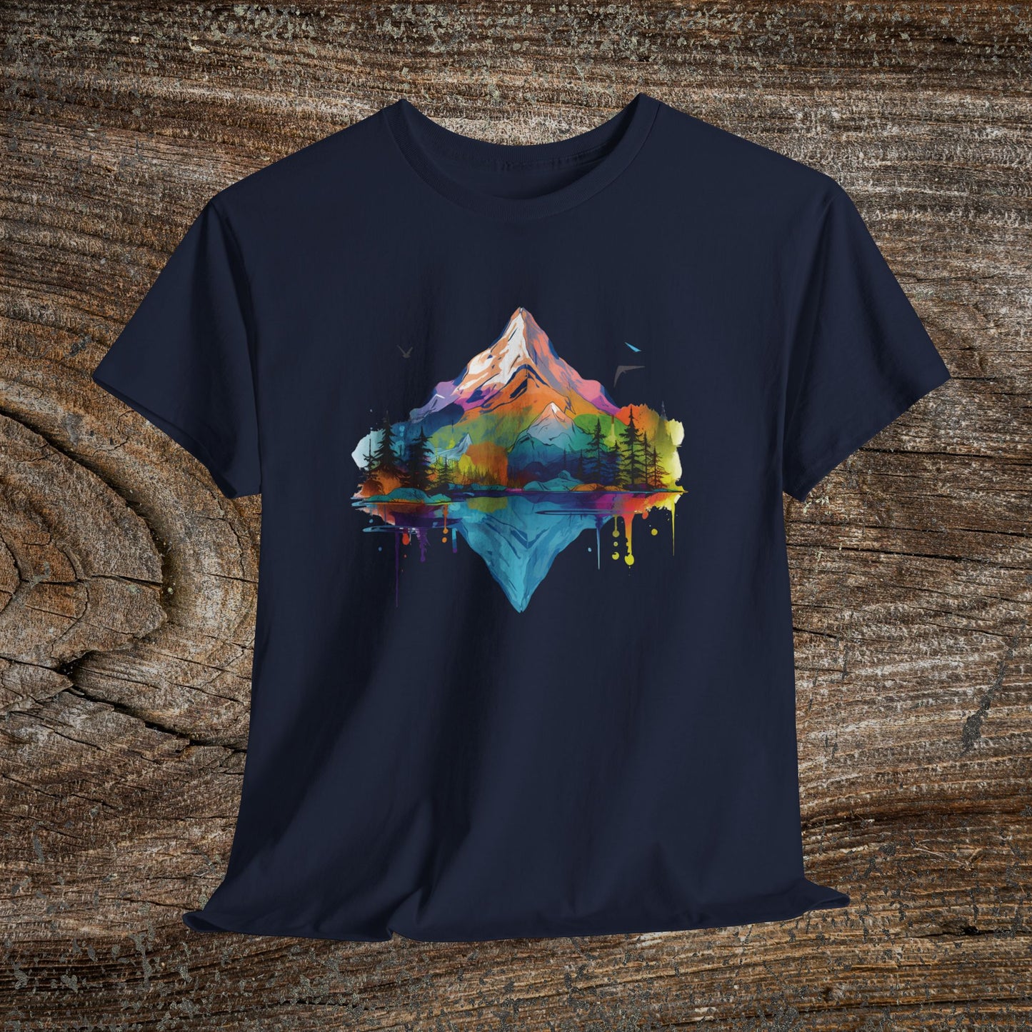 Vibrant Retro Mountain Abstract T-Shirt — Nature Lover Gift