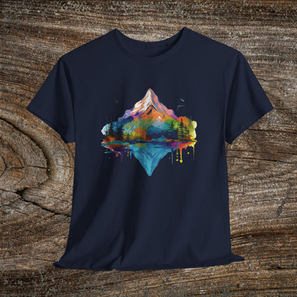 Vibrant Retro Mountain Abstract T-Shirt — Nature Lover Gift