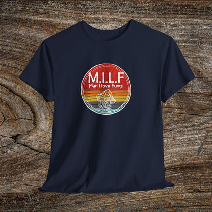 Funny Retro Grunge Mushroom T-Shirt — "M.I.L.F. Man I Love Fungi"