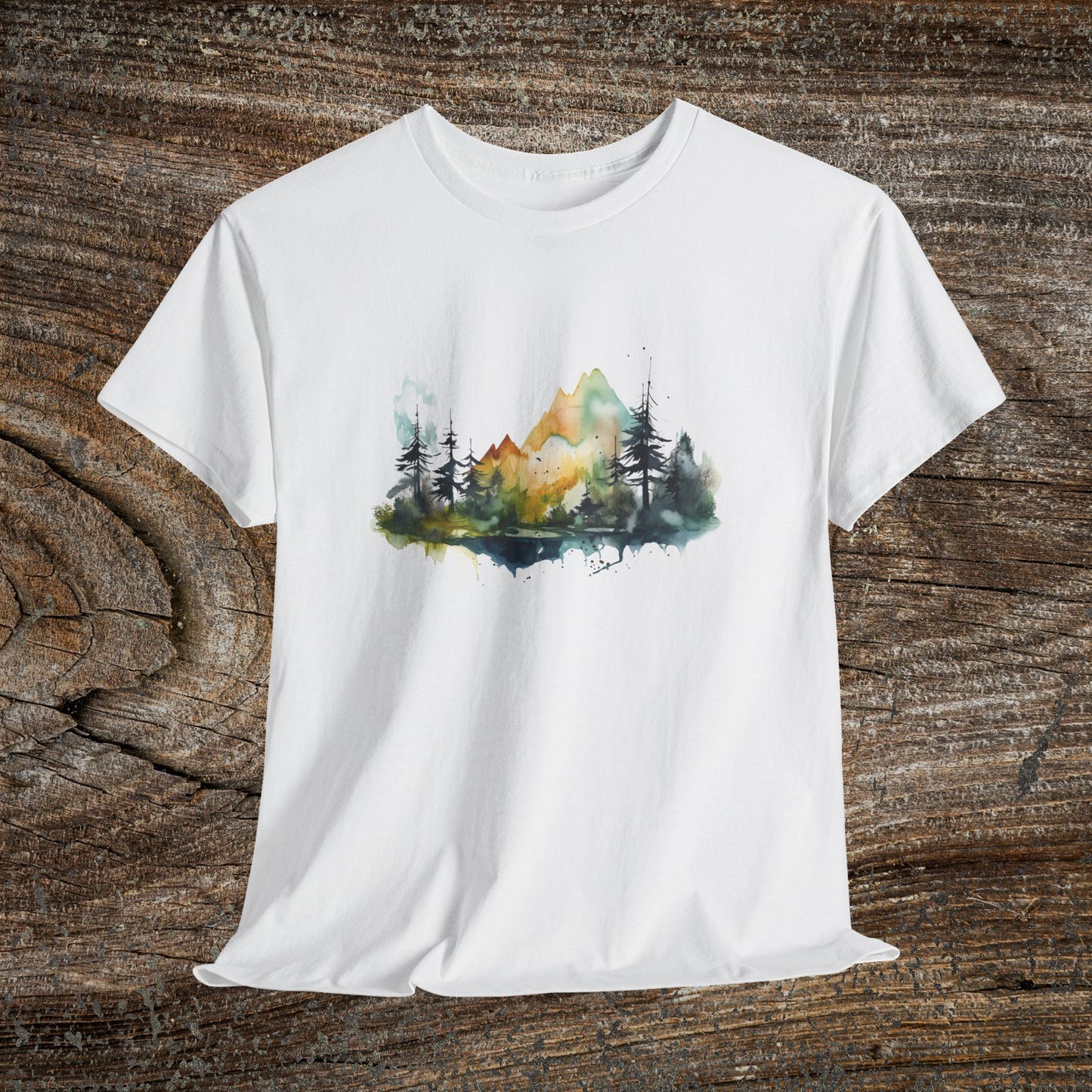 Watercolour Mountain Landscape TShirt - Nature Lover Gift