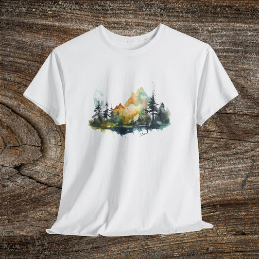 Watercolour Mountain Landscape TShirt - Nature Lover Gift