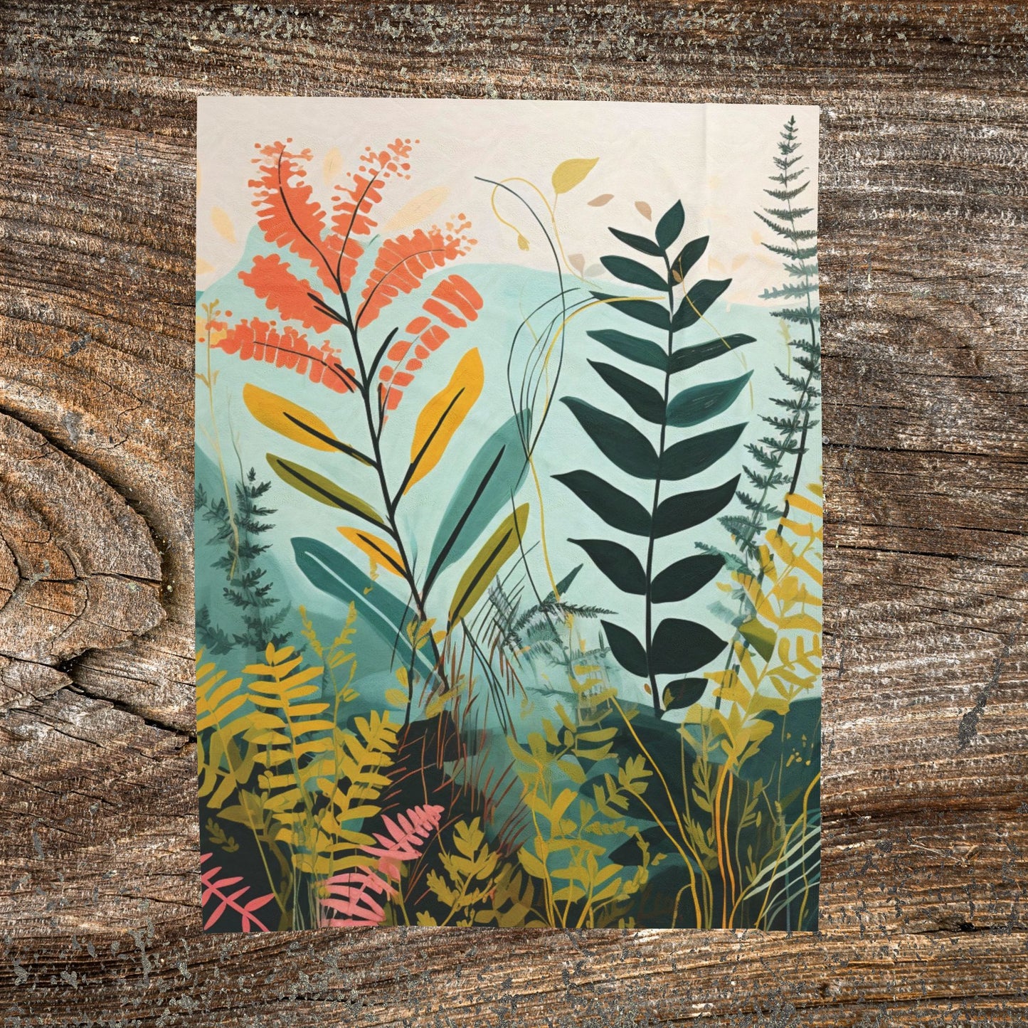 Botanical Abstract Blanket — Soft Floral Throw
