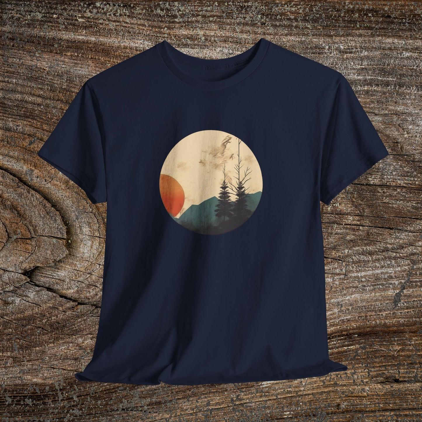 Retro Boho Mountain T-Shirt — Abstract Mountain Landscape, Nature Lover Gift