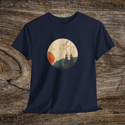 Retro Boho Mountain T-Shirt — Abstract Mountain Landscape, Nature Lover Gift