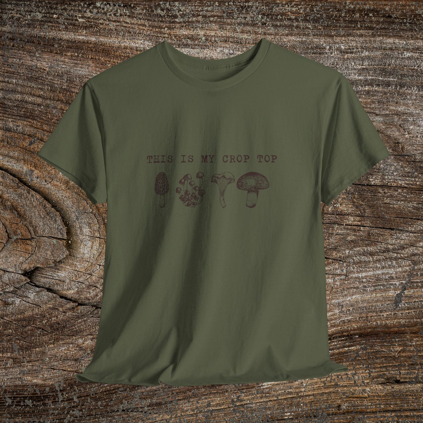 Retro Mushroom Tee — "This Is My Crop Top"