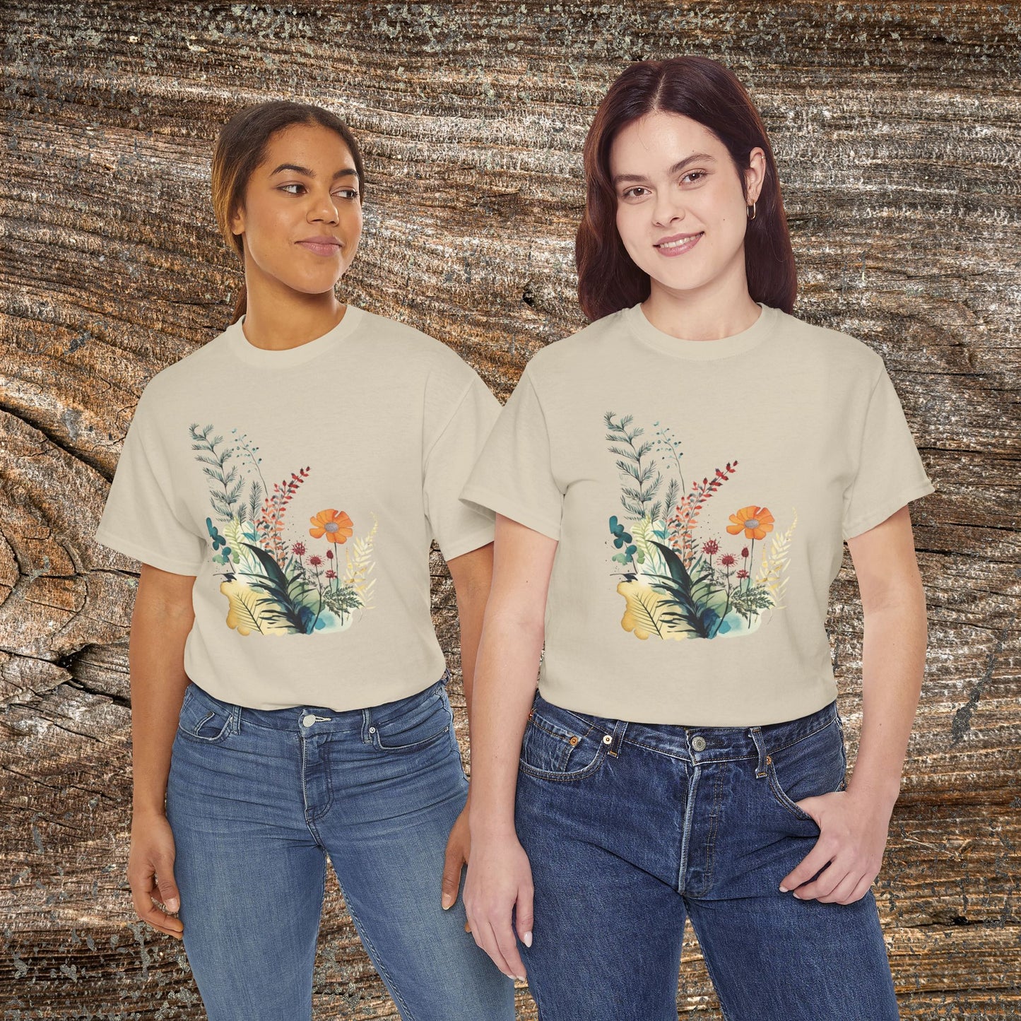 Vintage Watercolour  Floral TShirt — Botanical Graphic T-Shirt
