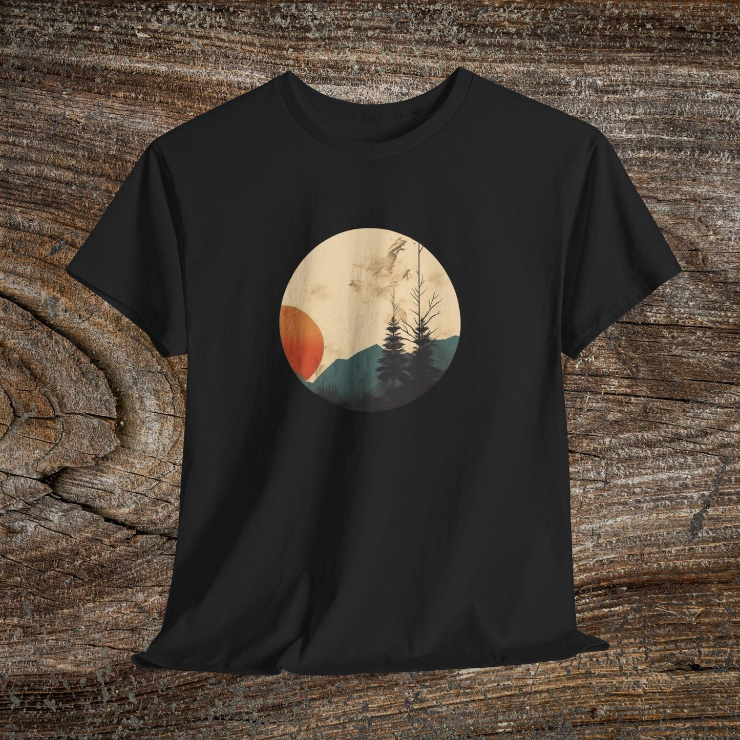 Retro Boho Mountain T-Shirt — Abstract Mountain Landscape, Nature Lover Gift