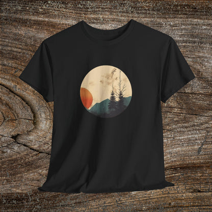 Retro Boho Mountain T-Shirt — Abstract Mountain Landscape, Nature Lover Gift
