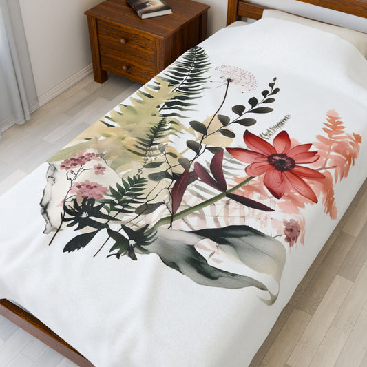 Watercolour Botanical Blanket — Soft Floral Abstract Throw