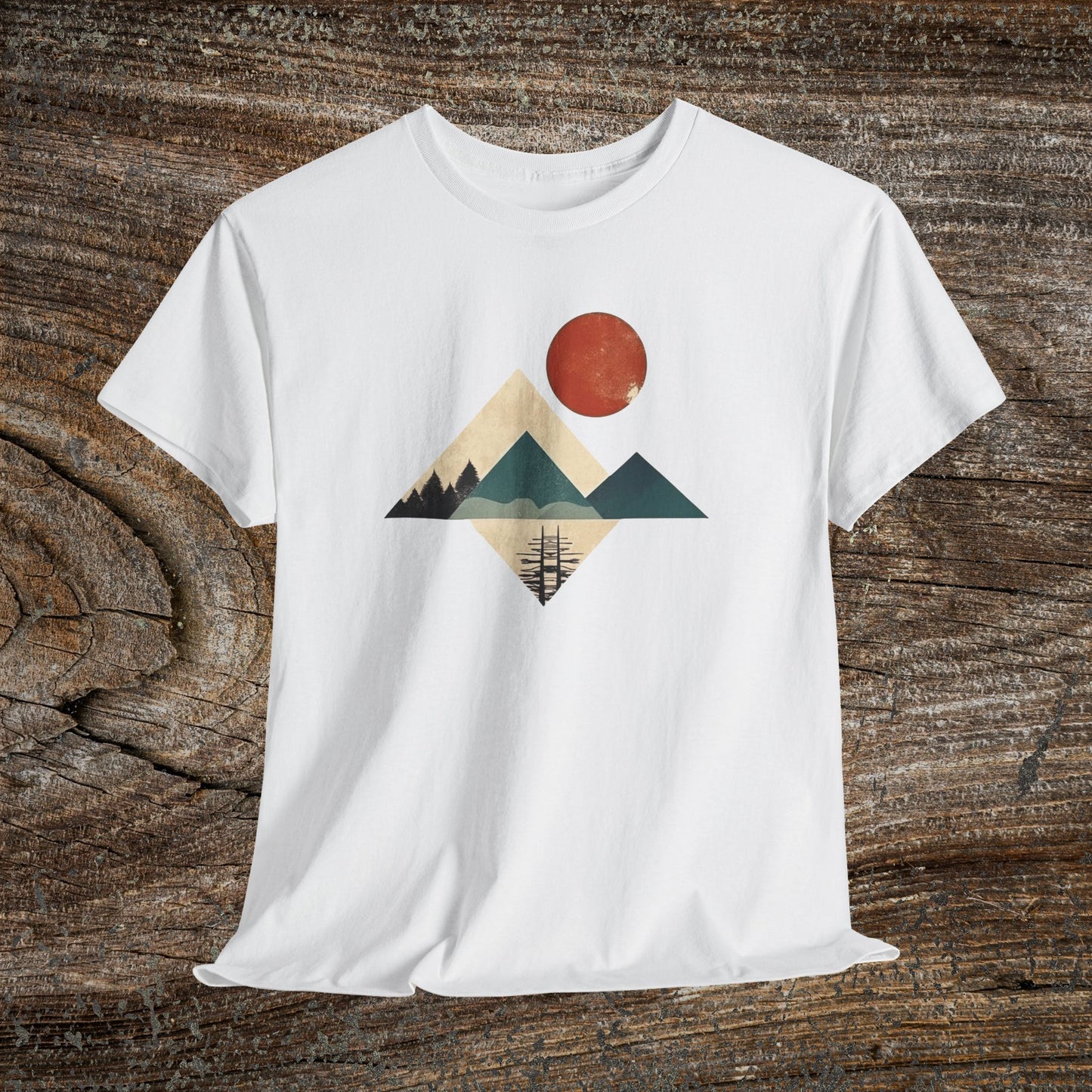Boho Mountain T-Shirt — Vintage Abstract Mountain Landscape Tee