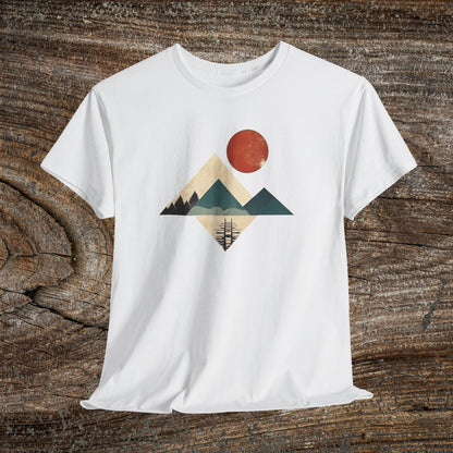 Boho Mountain T-Shirt — Vintage Abstract Mountain Landscape Tee