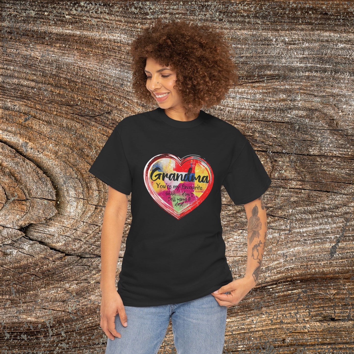 Retro Grandma Heart - "Grandma You're My Favourite Shhh Don't Tell Mom & Dad"