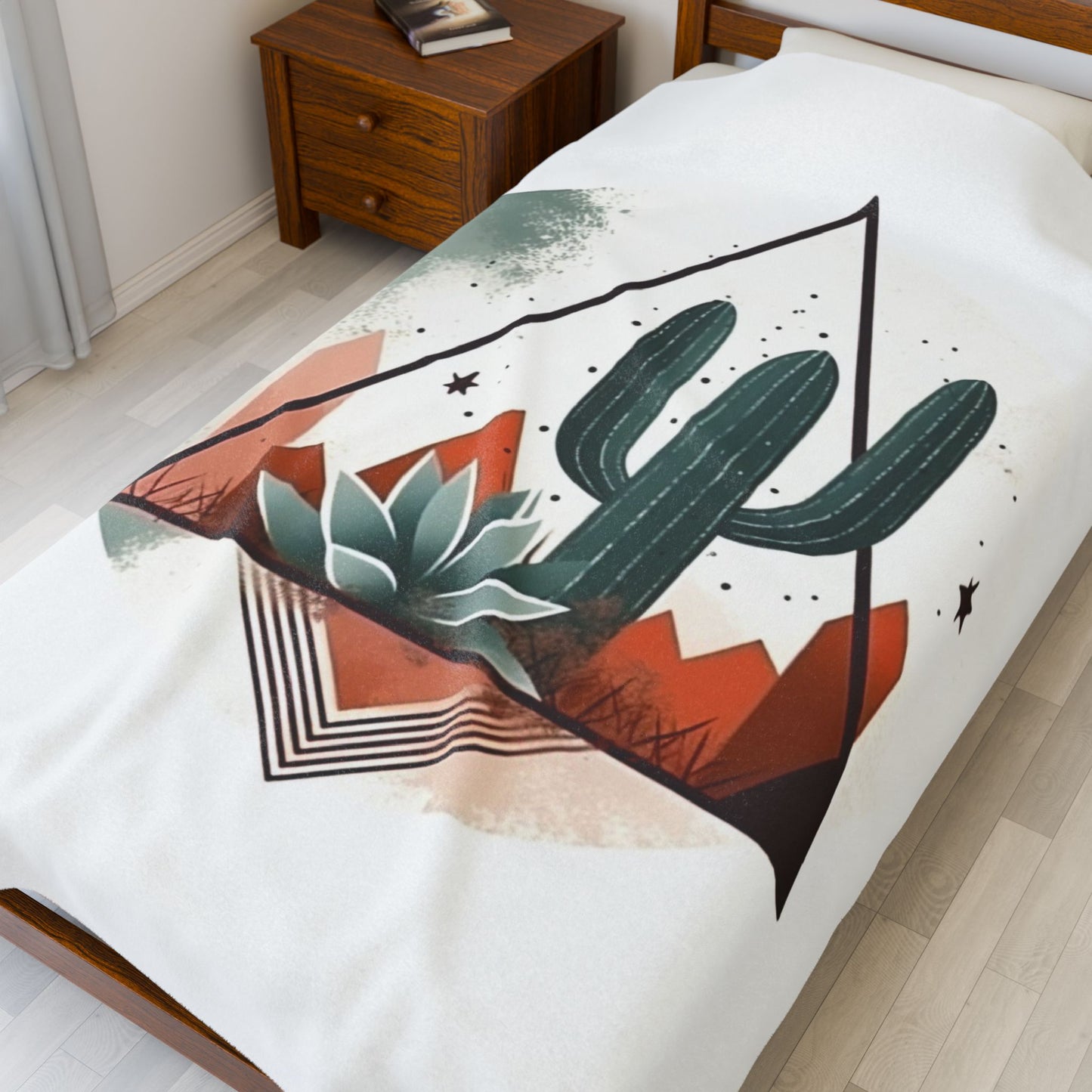 Boho Mountain Cactus Blanket — Retro Colourful Abstract Throw