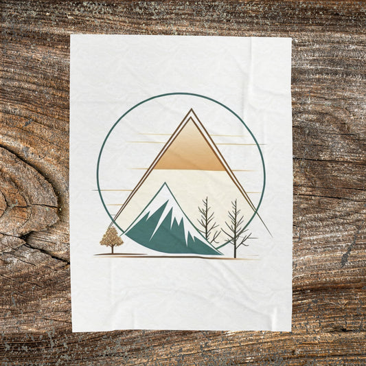 Boho Mountain Velveteen Throw Blanket — Cozy Neutral Aesthetic Fleece