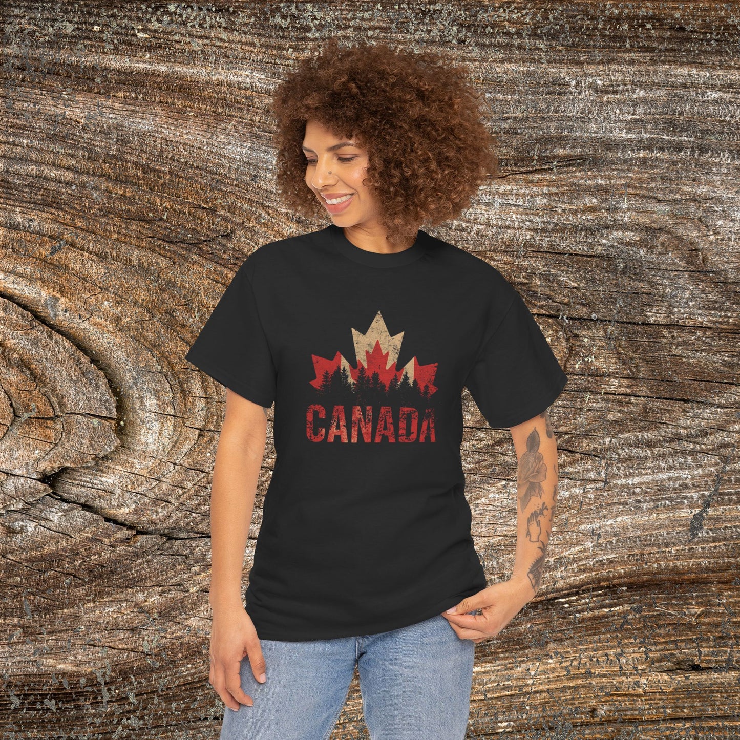 Rustic Canadian Maple Leaf T-Shirt — Grunge Canada Tee