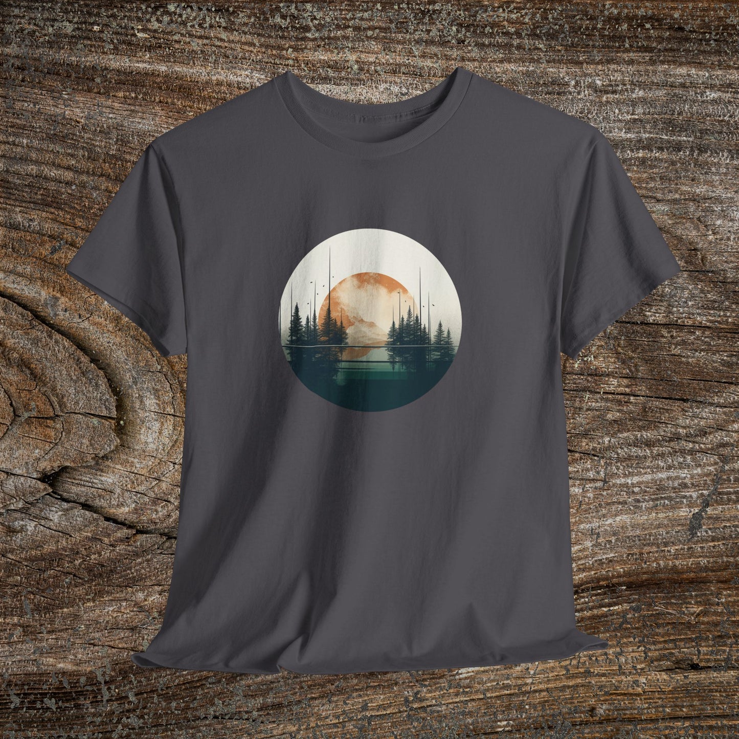 Retro Boho Mountain T-Shirt — Abstract Mountain Landscape, Nature Lover Gift