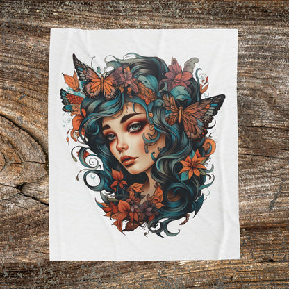 Boho Fairy Goddess Blanket - Cozy Illustration Throw