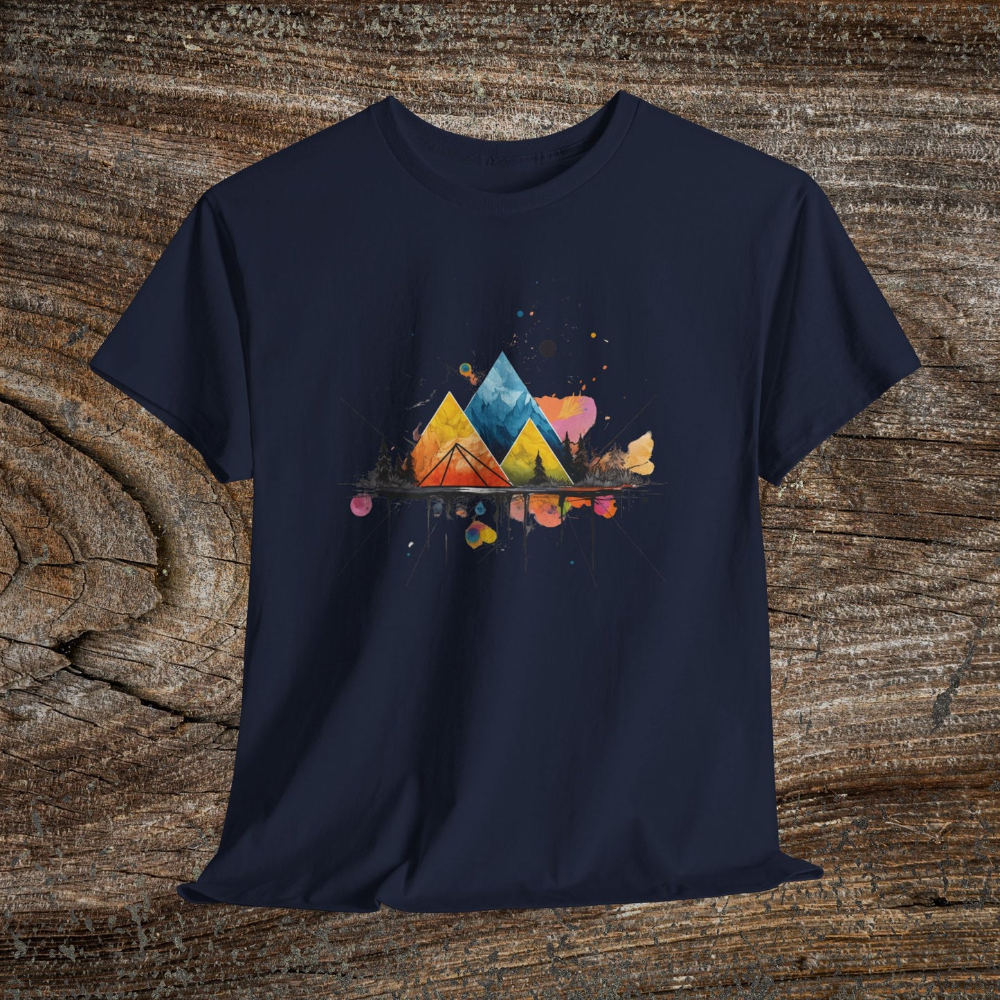 Vibrant Retro Mountain Abstract TShirt - Nature Lover Mountain Landscape Shirt