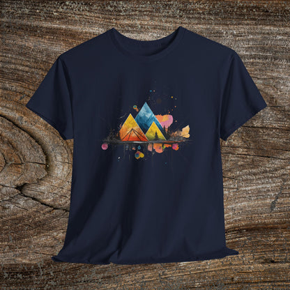 Vibrant Retro Mountain Abstract TShirt - Nature Lover Mountain Landscape Shirt