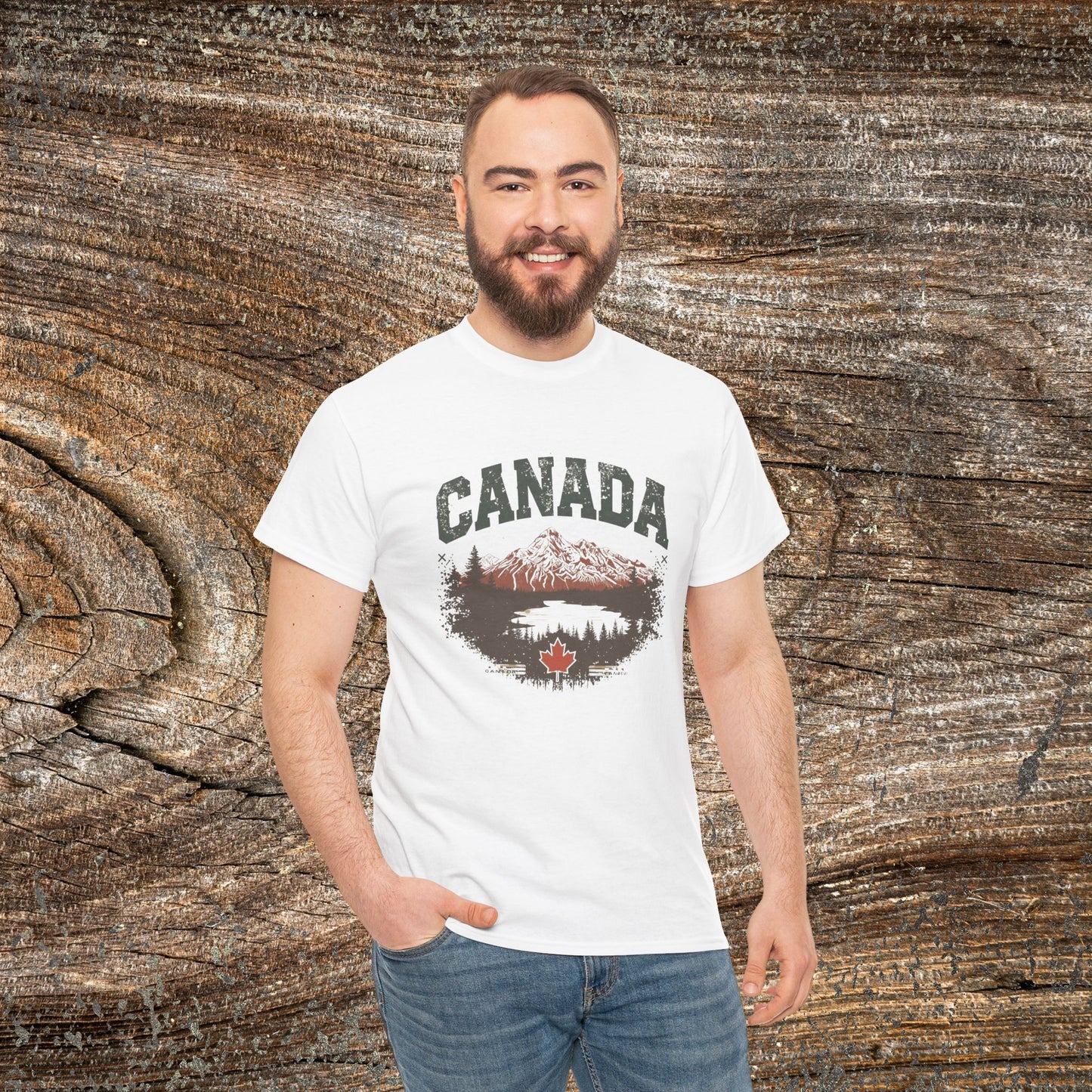 Rustic Canadian Landscape T-Shirt — Distressed Canada Tee