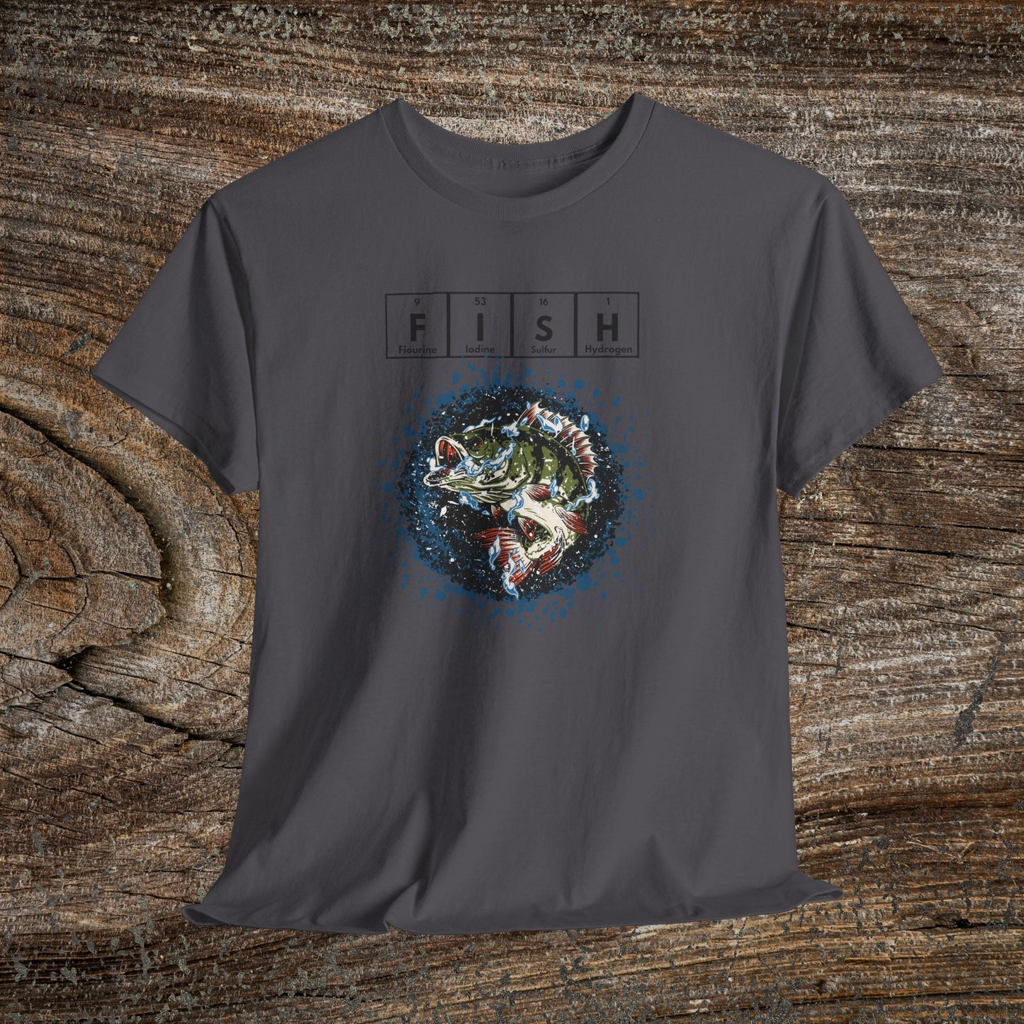 Grunge Bass Fish T-Shirt — Fishing Gift Tee