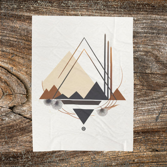 Boho Mountain Velveteen Throw Blanket — Cozy Neutral Aesthetic Fleece