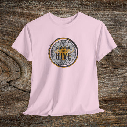 Welcome to Our Hive Retro Bee T-Shirt — Beekeeper Gift