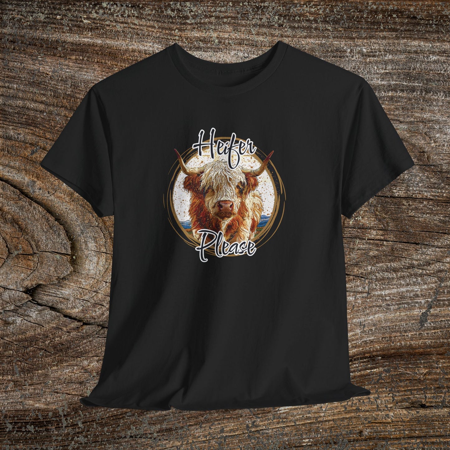 Heifer Please Retro Grunge Cow T-Shirt — Boho Funny Farm Animal Tee