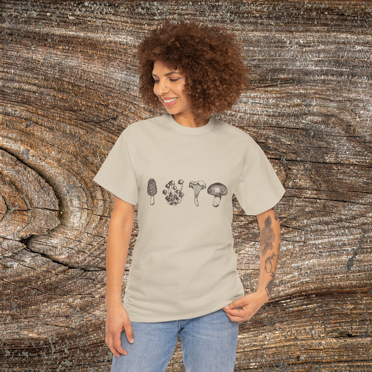 Retro Grunge Mushroom T-Shirt — Vintage Fungi Graphic Tee
