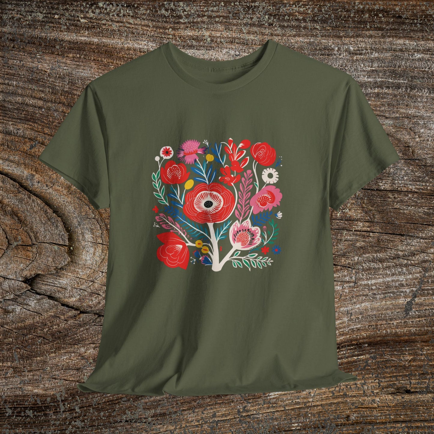 Retro Vibrant Botanical Flower T-Shirt — Nature Lover Gift