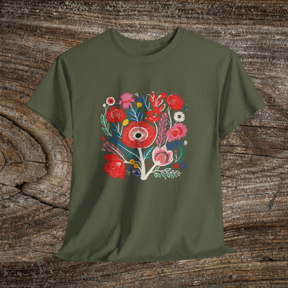 Retro Vibrant Botanical Flower T-Shirt — Nature Lover Gift