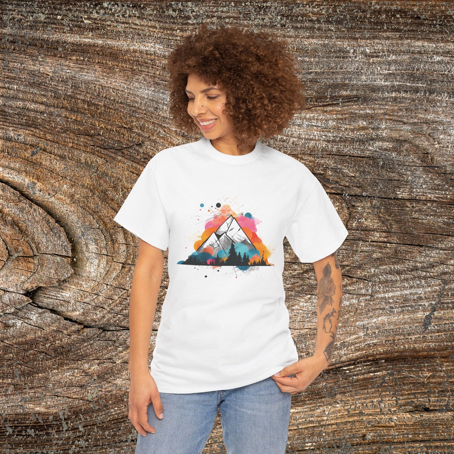 Vibrant Retro Mountain Abstract TShirt - Trendy Cute Mountain Landscape Shirt